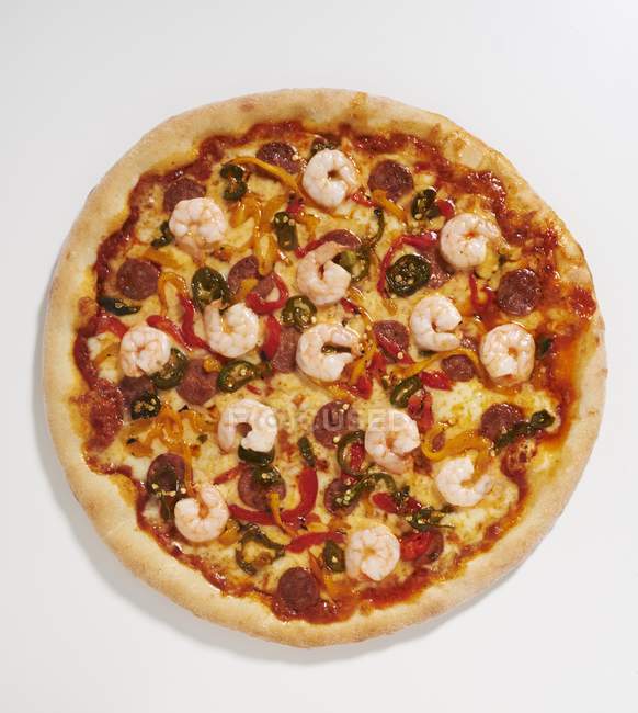 Pizza Cajun con gamberi — Foto stock