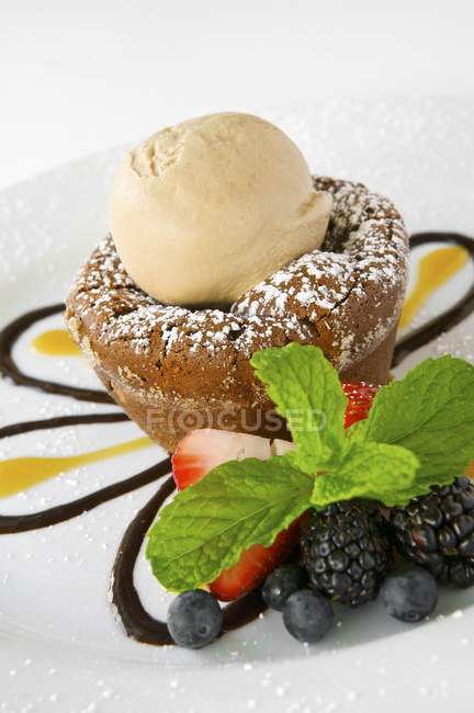 Flourless Sunken Chocolate Cake — Stock Photo