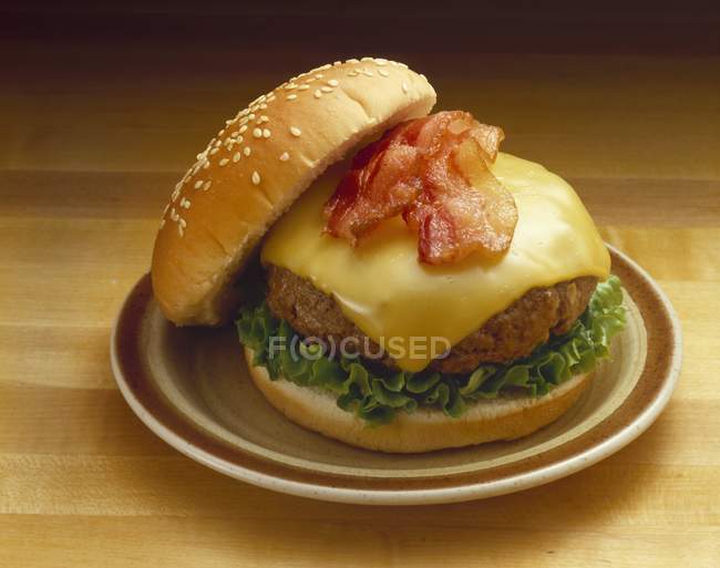 Чізбургер на насіннєвій булочці — стокове фото