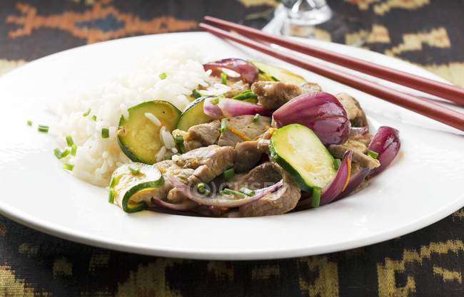 Pork fillet with courgette — Stock Photo
