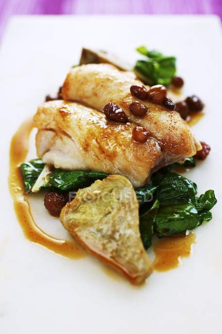 Fillet of bream with chard — Stock Photo