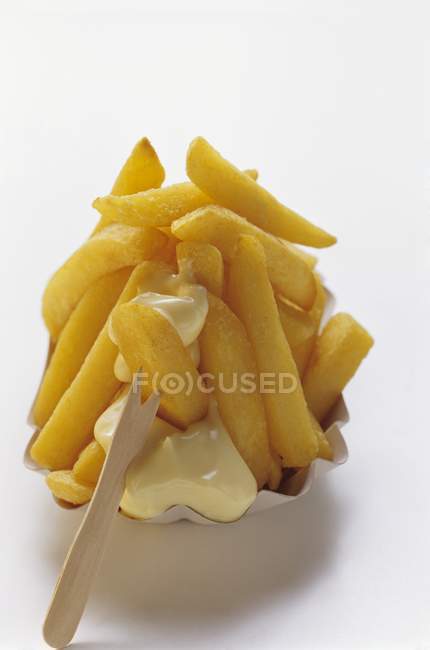 Patatine fritte con maionese — Foto stock