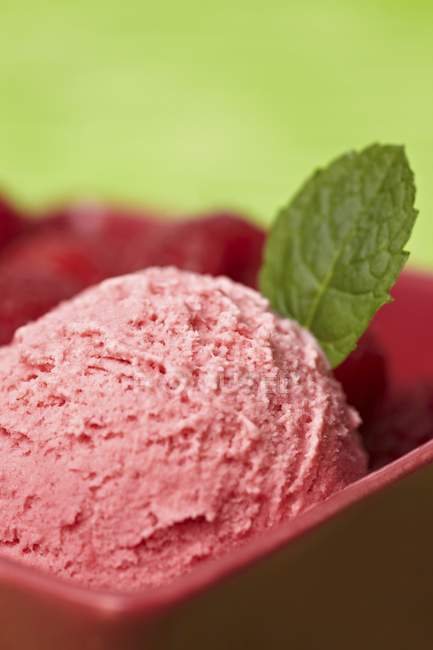 Cucharada de helado de frambuesa - foto de stock