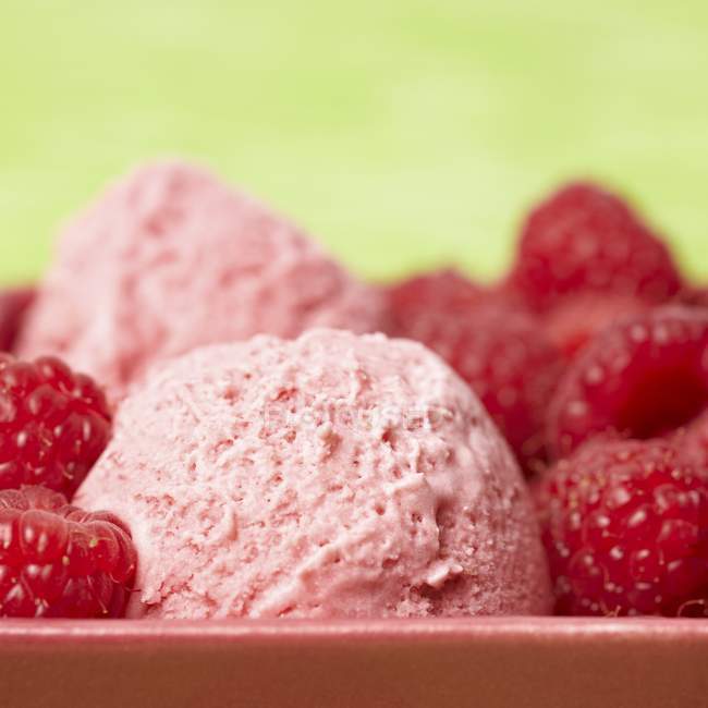 Scoops of raspberry ice cream — Stock Photo