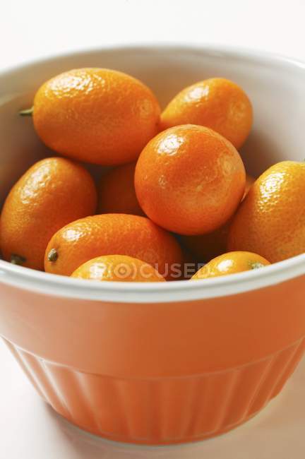 Kumquats en tazón de naranja - foto de stock