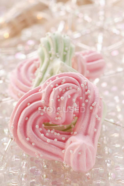 Pink Meringue hearts — Stock Photo