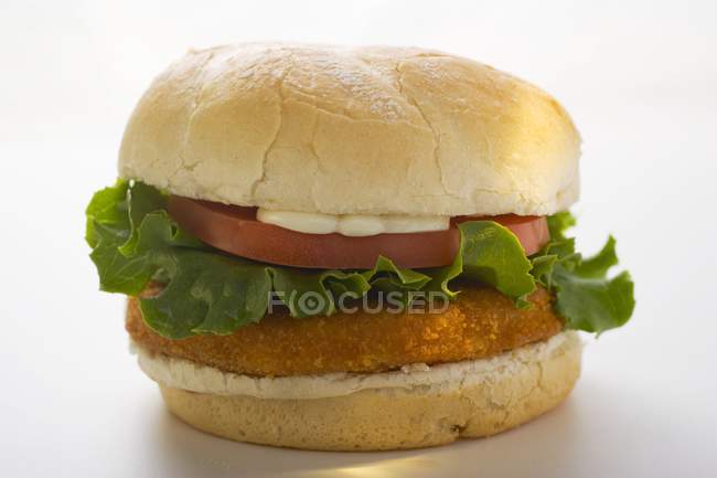 Burger au poulet double avec tomate — Photo de stock