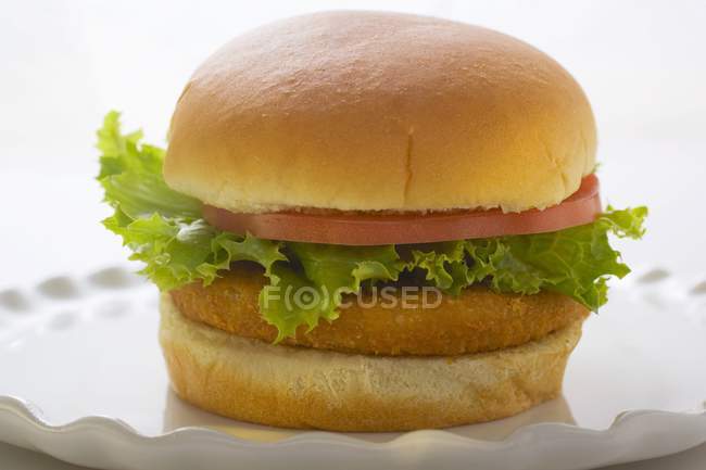 Chicken burger with tomato — Stock Photo