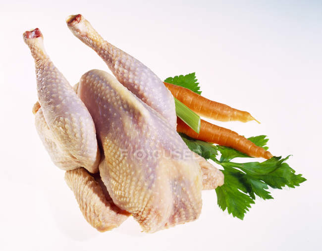 Rohes Huhn und Suppengemüse — Stockfoto