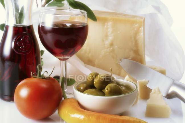 Still life with red wine — Stock Photo