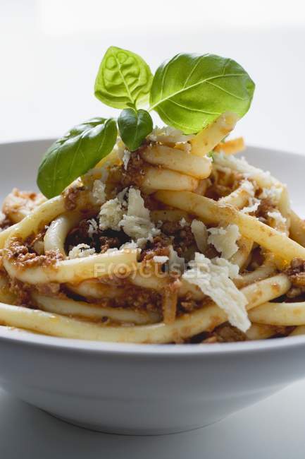 Macaroni pasta with mince sauce — Stock Photo