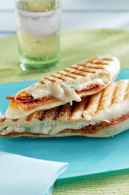 Cheese and salami paninis — Stock Photo