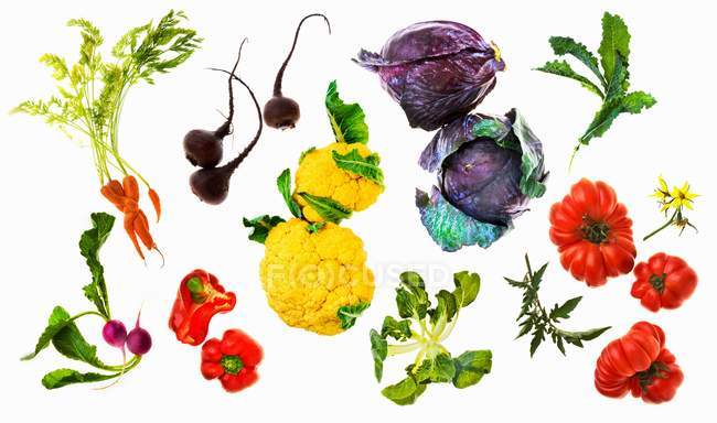 Різні овочі на білій поверхні — стокове фото