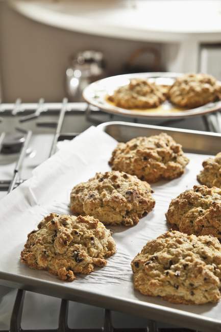 Biscuits cuits sur plaque de cuisson — Photo de stock