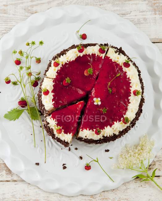 Gâteau à la fraise sauvage et au sureau — Photo de stock