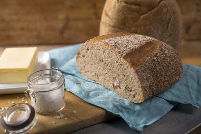 Sourdough bread with butter — Stock Photo