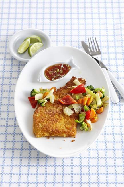 Baked cod with a cornflake — Stock Photo