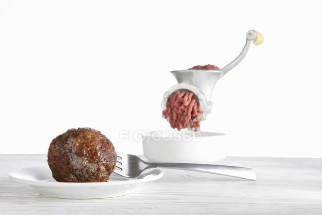 Fried meatball and meat — Stock Photo