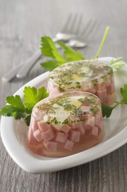 Egg and ham in aspic — Stock Photo