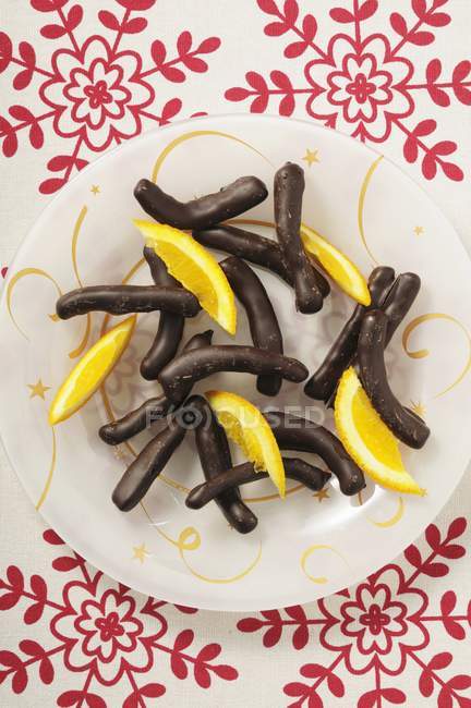Bâtonnets d'orange au chocolat — Photo de stock