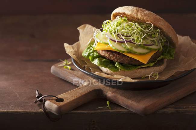 Hamburguesa vegana con empanada - foto de stock