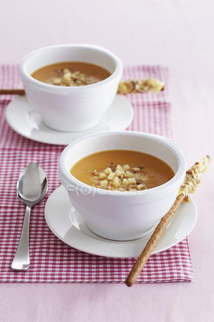 Pumpkin soup with potatoes — Stock Photo