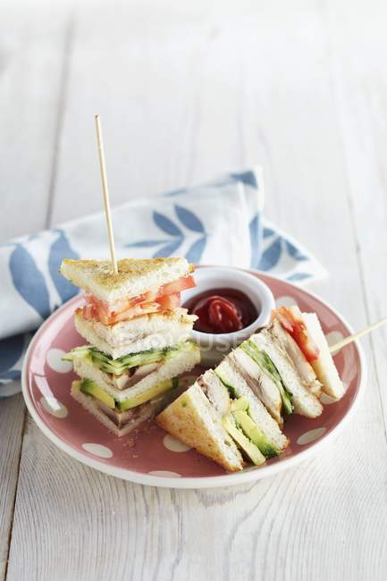 Club sandwiches with vegetables — Stock Photo