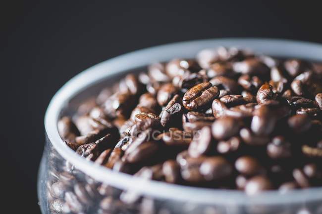 Grains de café dans un bol — Photo de stock