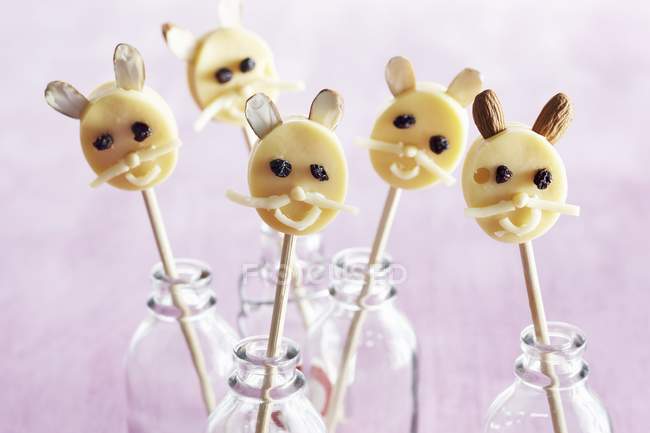 Cheese rabbit lollies — Stock Photo