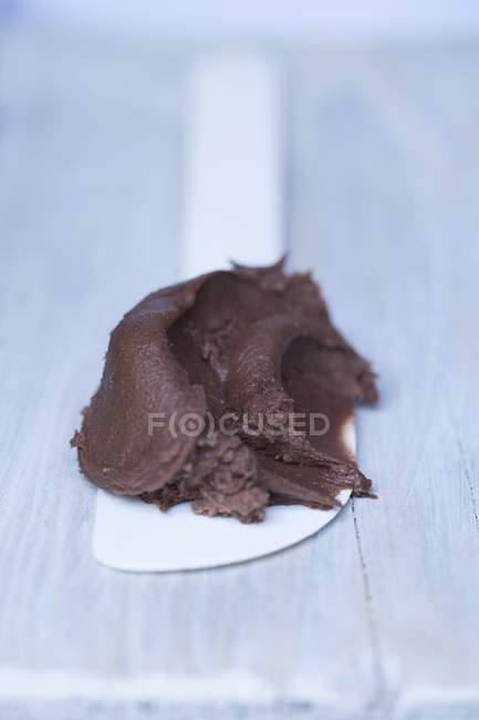 Chocolate ice cream on a spatula — Stock Photo
