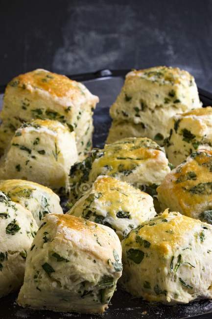 Freshly baked scones with herbs — Stock Photo