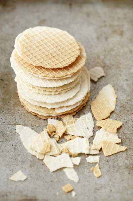 Closeup view of stacked and broken wafers — Stock Photo