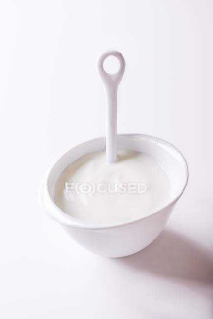 Натуральный йогурт в миске — стоковое фото