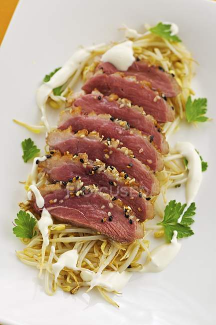 Duck breast with bean — Stock Photo