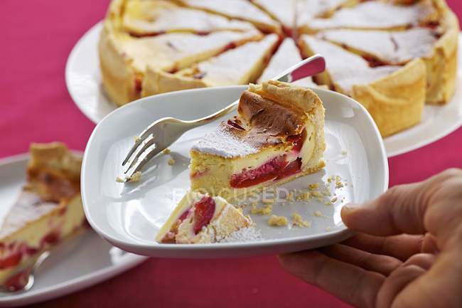 Gâteau Quark aux prunes — Photo de stock