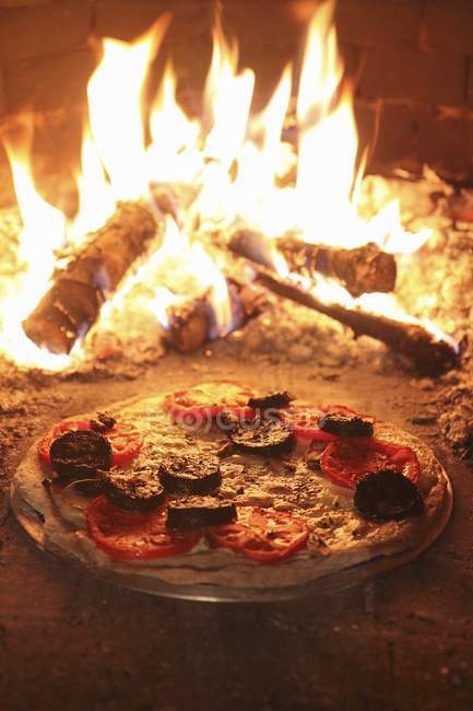 Pizza al forno a pietra — Foto stock