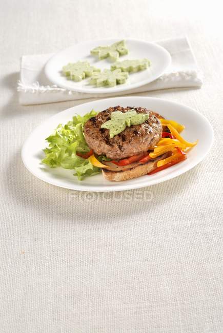 Veal burger on toast — Stock Photo