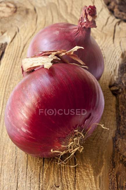 Dos cebollas rojas - foto de stock