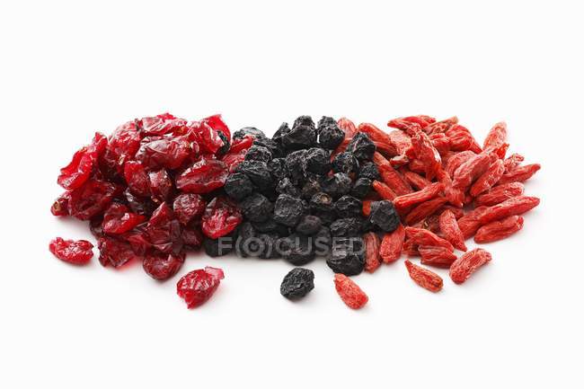 Cranberries secas com aronia e goji berries — Fotografia de Stock