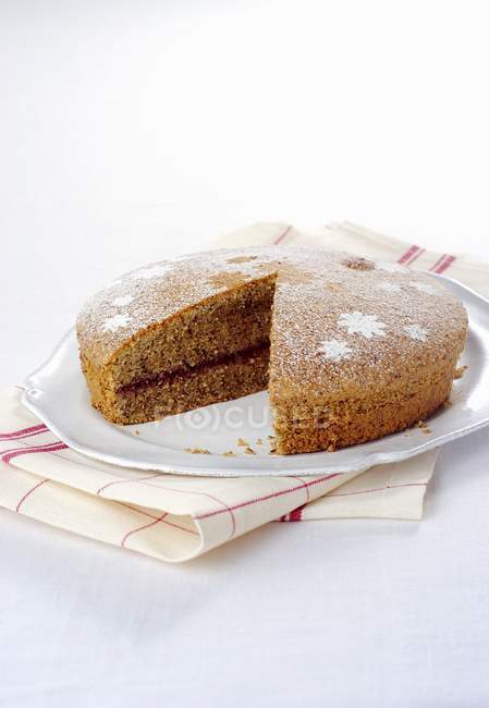 Buckwheat cake with jam — Stock Photo