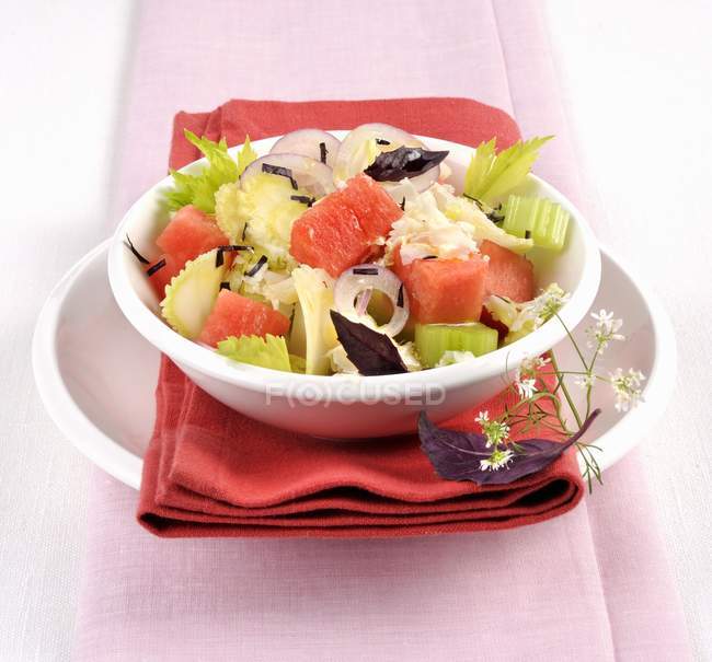 Salada de melancia com aipo — Fotografia de Stock