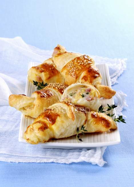 Ham and cheese croissants — Stock Photo