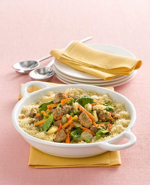 Couscous with pork and vegetables — Stock Photo