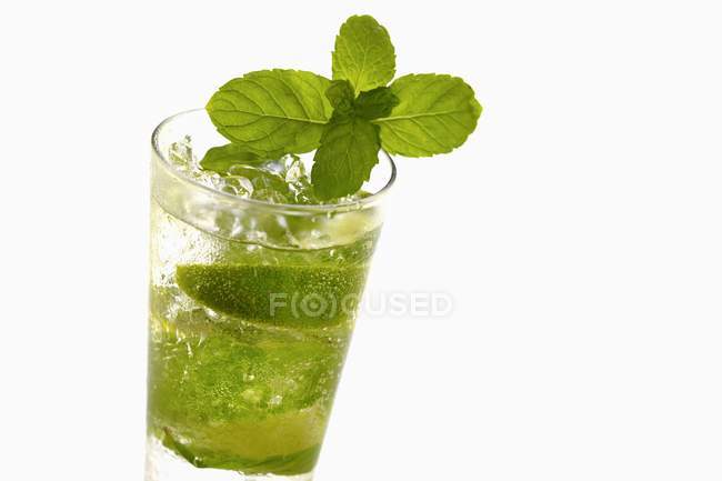 Cocktail mojito en verre à la menthe fraîche coupée — Photo de stock