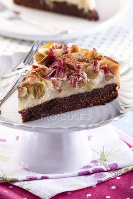 Chocolate cheesecake with rhubarb — Stock Photo