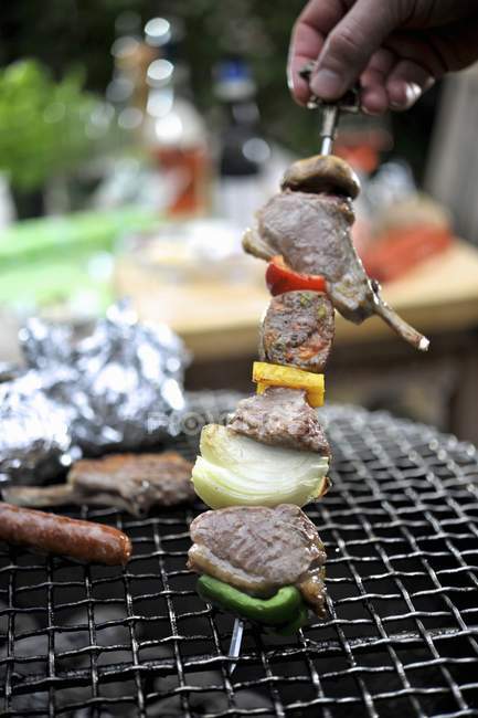 Carne kebab com pimentas — Fotografia de Stock