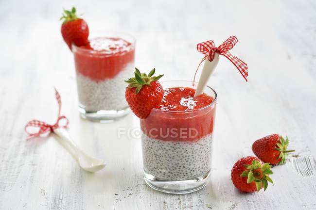 Dessert from strawberry mousse — Stock Photo