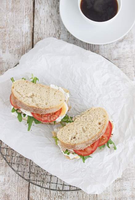 Ciabatta sandwiches with tuna — Stock Photo