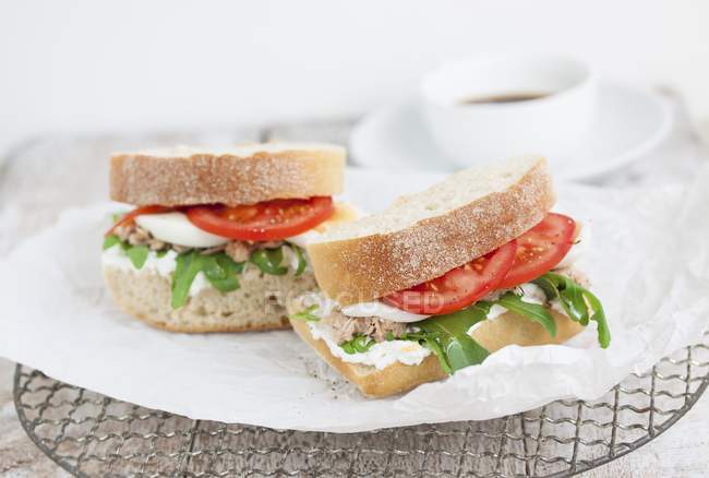 Ciabatta sandwiches with tuna — Stock Photo