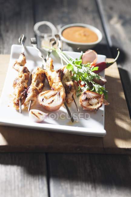Kebabs de poulet épicés — Photo de stock